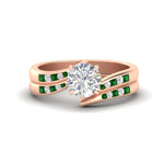 Load image into Gallery viewer, round-cut-swirl-channel-diamond-bridal-set-with-emerald-in-rose-gold-FDENS4028ROGEMGR-NL-RG.jpg
