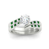 Load image into Gallery viewer, round-cut-swirl-channel-diamond-bridal-set-with-emerald-in-white-gold-FDENS4028ROGEMGR-NL-WG.jpg