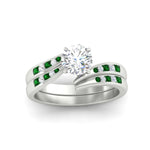Load image into Gallery viewer, round-cut-swirl-channel-diamond-bridal-set-with-emerald-in-white-gold-FDENS4028ROGEMGR-NL-WG.jpg
