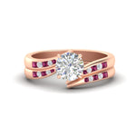 Load image into Gallery viewer, round-cut-swirl-channel-diamond-bridal-set-with-pink-sapphire-in-rose-gold-FDENS4028ROGSADRPI-NL-RG.jpg
