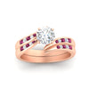 Load image into Gallery viewer, round-cut-swirl-channel-diamond-bridal-set-with-pink-sapphire-in-rose-gold-FDENS4028ROGSADRPI-NL-RG.jpg