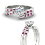 Load image into Gallery viewer, round-cut-swirl-channel-diamond-bridal-set-with-pink-sapphire-in-white-gold-FDENS4028ROGSADRPI-NL-WG.jpg
