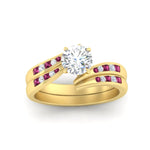 Load image into Gallery viewer, round-cut-swirl-channel-diamond-bridal-set-with-pink-sapphire-in-yellow-gold-FDENS4028ROGSADRPI-NL-YG.jpg
