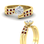 Load image into Gallery viewer, round-cut-swirl-channel-diamond-bridal-set-with-ruby-in-yellow-gold-FDENS4028ROGRUDR-NL-YG.jpg
