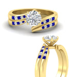 Load image into Gallery viewer, round-cut-swirl-channel-diamond-bridal-set-with-sapphire-in-yellow-gold-FDENS4028ROGSABL-NL-YG.jpg

