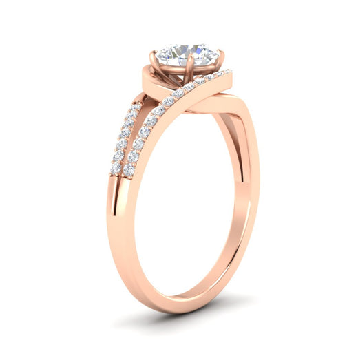 Round Cut Swirl Split Engagement Ring