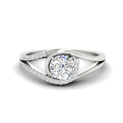 Round Cut Swirl Split Engagement Ring
