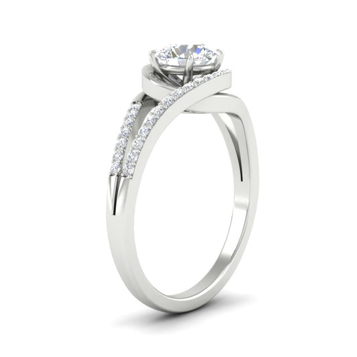Round Cut Swirl Split Engagement Ring
