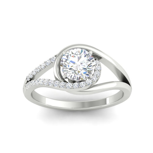 Round Cut Swirl Split Engagement Ring