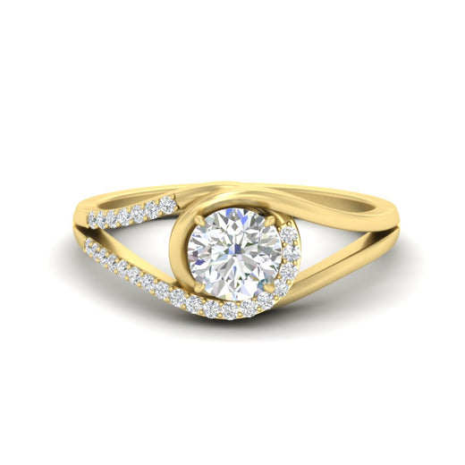 Round Cut Swirl Split Engagement Ring