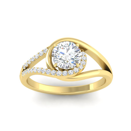 Round Cut Swirl Split Engagement Ring
