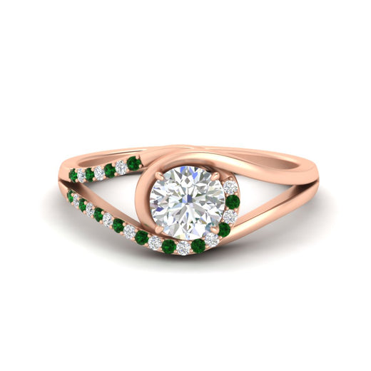 Round Cut Swirl Split Engagement Ring