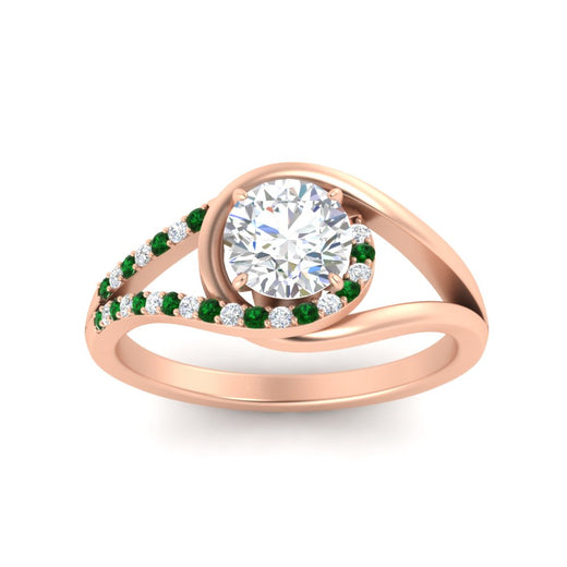 Round Cut Swirl Split Engagement Ring