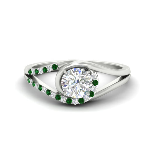 Round Cut Swirl Split Engagement Ring