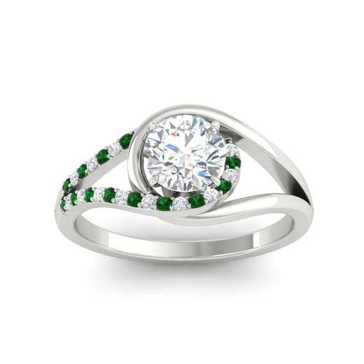 Round Cut Swirl Split Engagement Ring