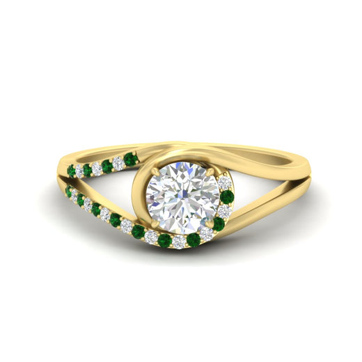 Round Cut Swirl Split Engagement Ring