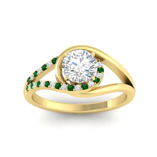 Round Cut Swirl Split Engagement Ring