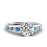 Load image into Gallery viewer, round-cut-swirl-engraved-channel-accent-diamond-engagement-ring-with-blue-topaz-in-FD122866RORGICBLTO-NL-WG
