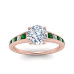 Load image into Gallery viewer, round-cut-swirl-engraved-channel-accent-diamond-engagement-ring-with-emerald-in-FD122866RORGEMGR-NL-RG
