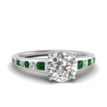 Thumbnail 43 - round-cut-swirl-engraved-channel-accent-diamond-engagement-ring-with-emerald-in-FD122866RORGEMGR-NL-WG