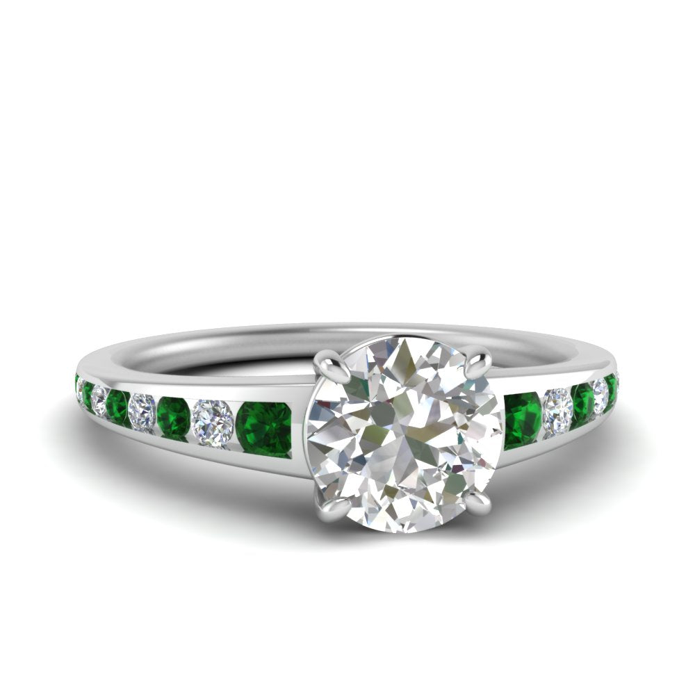 round-cut-swirl-engraved-channel-accent-diamond-engagement-ring-with-emerald-in-FD122866RORGEMGR-NL-WG
