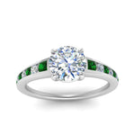 Load image into Gallery viewer, round-cut-swirl-engraved-channel-accent-diamond-engagement-ring-with-emerald-in-FD122866RORGEMGR-NL-WG
