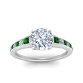 Thumbnail 44 - round-cut-swirl-engraved-channel-accent-diamond-engagement-ring-with-emerald-in-FD122866RORGEMGR-NL-WG