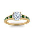 Thumbnail 71 - round-cut-swirl-engraved-channel-accent-diamond-engagement-ring-with-emerald-in-FD122866RORGEMGR-NL-YG
