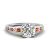 Load image into Gallery viewer, round-cut-swirl-engraved-channel-accent-diamond-engagement-ring-with-orange-sapphire-in-FD122866RORGSAOR-NL-WG