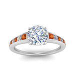 Load image into Gallery viewer, round-cut-swirl-engraved-channel-accent-diamond-engagement-ring-with-orange-sapphire-in-FD122866RORGSAOR-NL-WG
