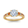 Load image into Gallery viewer, round-cut-swirl-engraved-channel-accent-diamond-engagement-ring-with-orange-sapphire-in-FD122866RORGSAOR-NL-YG