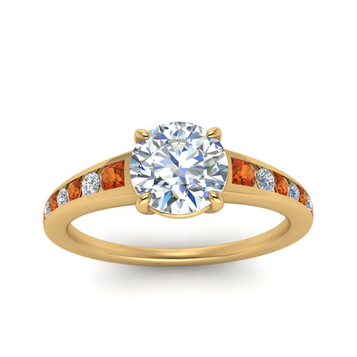 round-cut-swirl-engraved-channel-accent-diamond-engagement-ring-with-orange-sapphire-in-FD122866RORGSAOR-NL-YG