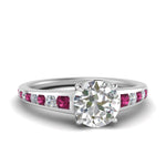 Load image into Gallery viewer, round-cut-swirl-engraved-channel-accent-diamond-engagement-ring-with-pink-sapphire-in-FD122866RORGSADRPI-NL-WG
