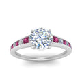 Thumbnail 35 - round-cut-swirl-engraved-channel-accent-diamond-engagement-ring-with-pink-sapphire-in-FD122866RORGSADRPI-NL-WG