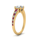 Load image into Gallery viewer, round-cut-swirl-engraved-channel-accent-diamond-engagement-ring-with-pink-sapphire-in-FD122866RORGSADRPI-NL-YG
