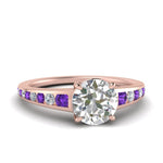 Load image into Gallery viewer, round-cut-swirl-engraved-channel-accent-diamond-engagement-ring-with-purple-topaz-in-FD122866RORGVITO-NL-RG
