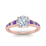 Load image into Gallery viewer, round-cut-swirl-engraved-channel-accent-diamond-engagement-ring-with-purple-topaz-in-FD122866RORGVITO-NL-RG
