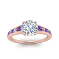 Thumbnail 23 - round-cut-swirl-engraved-channel-accent-diamond-engagement-ring-with-purple-topaz-in-FD122866RORGVITO-NL-RG