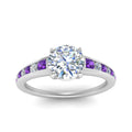 Thumbnail 50 - round-cut-swirl-engraved-channel-accent-diamond-engagement-ring-with-purple-topaz-in-FD122866RORGVITO-NL-WG