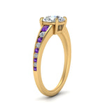 Load image into Gallery viewer, round-cut-swirl-engraved-channel-accent-diamond-engagement-ring-with-purple-topaz-in-FD122866RORGVITO-NL-YG
