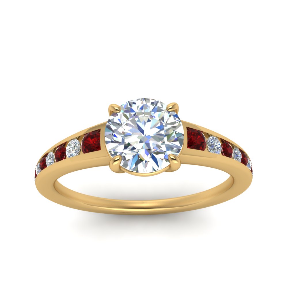 round-cut-swirl-engraved-channel-accent-diamond-engagement-ring-with-ruby-in-FD122866RORGRUDR-NL-YG