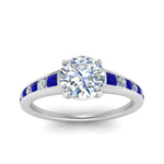 Load image into Gallery viewer, round-cut-swirl-engraved-channel-accent-diamond-engagement-ring-with-sapphire-in-FD122866RORGSABL-NL-WG
