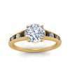 Load image into Gallery viewer, round-cut-swirl-engraved-channel-accent-engagement-ring-with-black-diamond-in-FD122866RORGBLACK-NL-YG