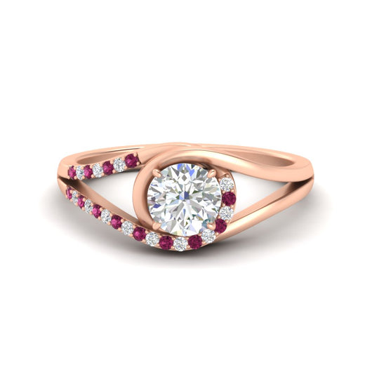 Round Cut Swirl Split Engagement Ring