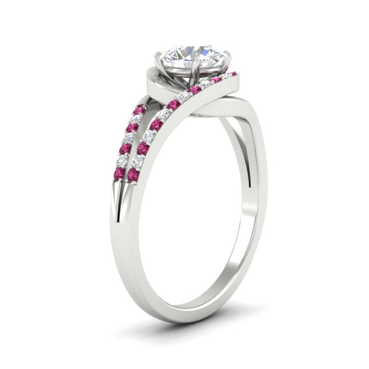 Round Cut Swirl Split Engagement Ring