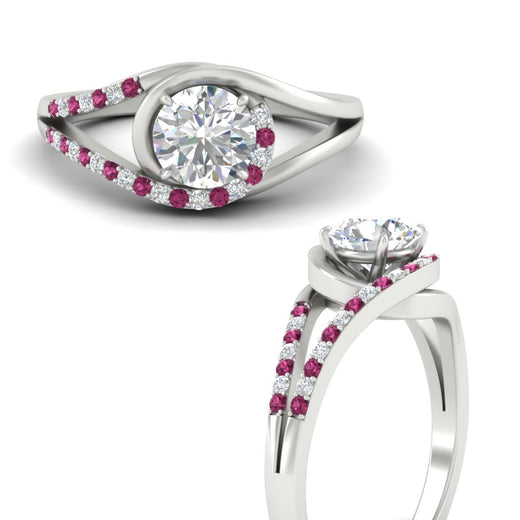 Round Cut Swirl Split Engagement Ring