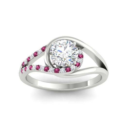 Round Cut Swirl Split Engagement Ring