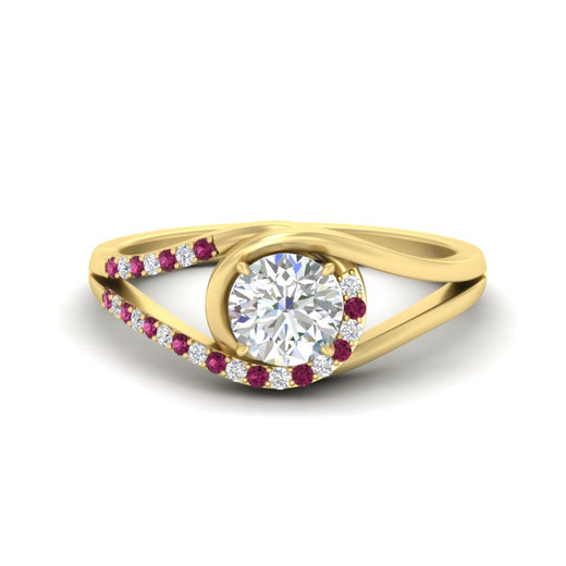 Round Cut Swirl Split Engagement Ring