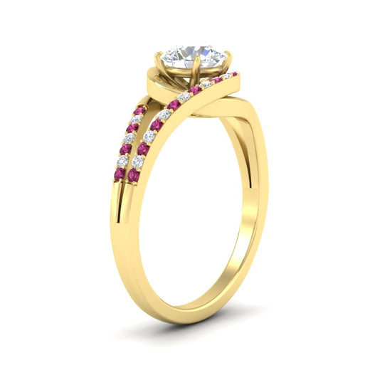 Round Cut Swirl Split Engagement Ring