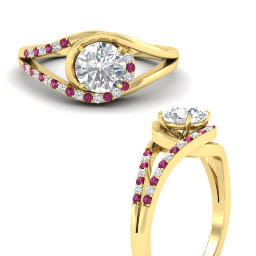 Round Cut Swirl Split Engagement Ring